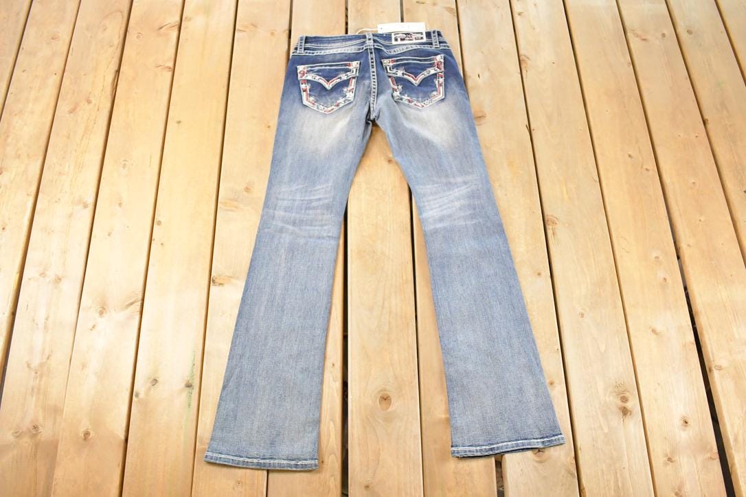 Vintage Deadstock Y2K Grace In LA Bedazzled Low Rise Jeans Women's Size 27 x 31