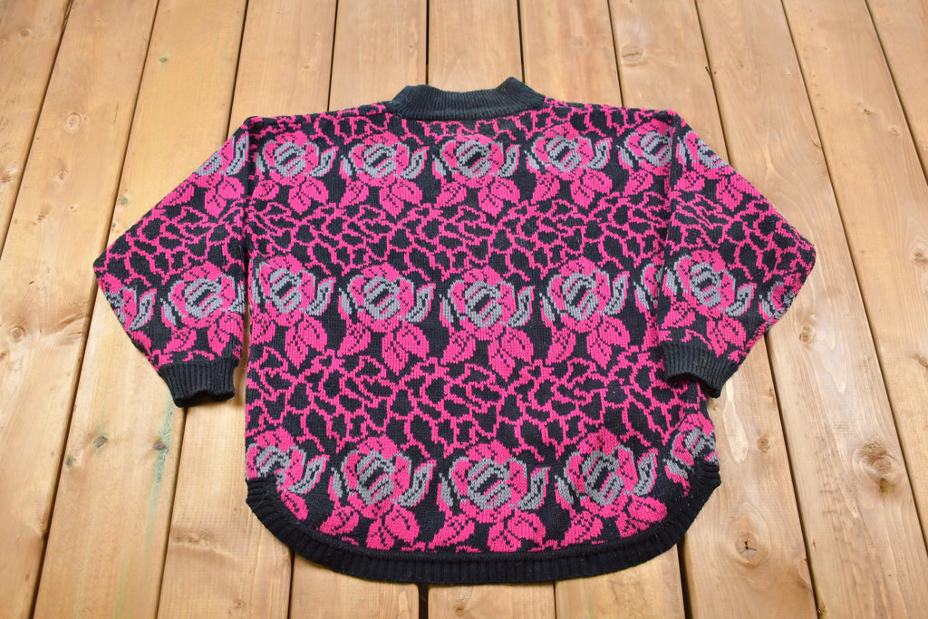 Vintage Alyssa Brooke Floral Rose Knitted Sweater