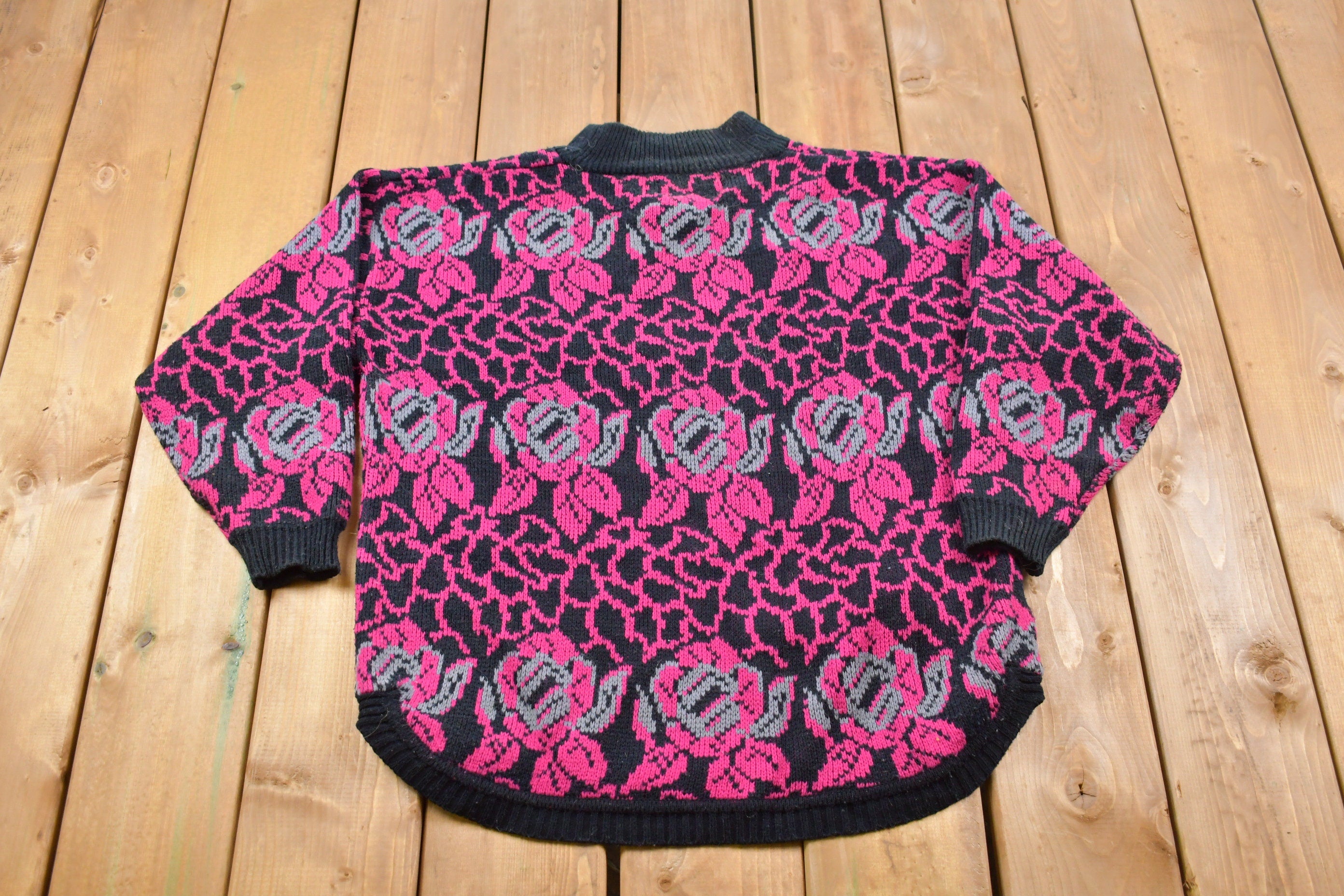 Vintage Alyssa Brooke Floral Rose Knitted Sweater