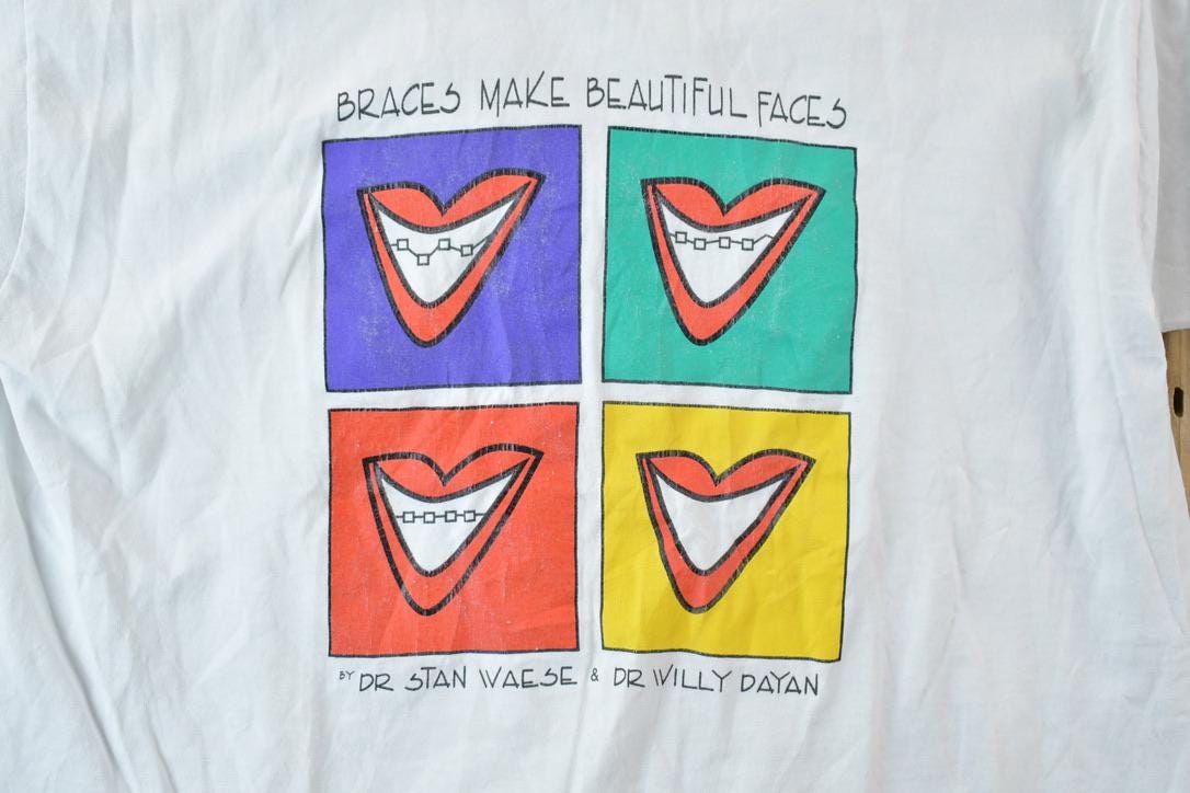 Vintage 1990s Braces Make Beautiful Teeth Graphic T-Shirt
