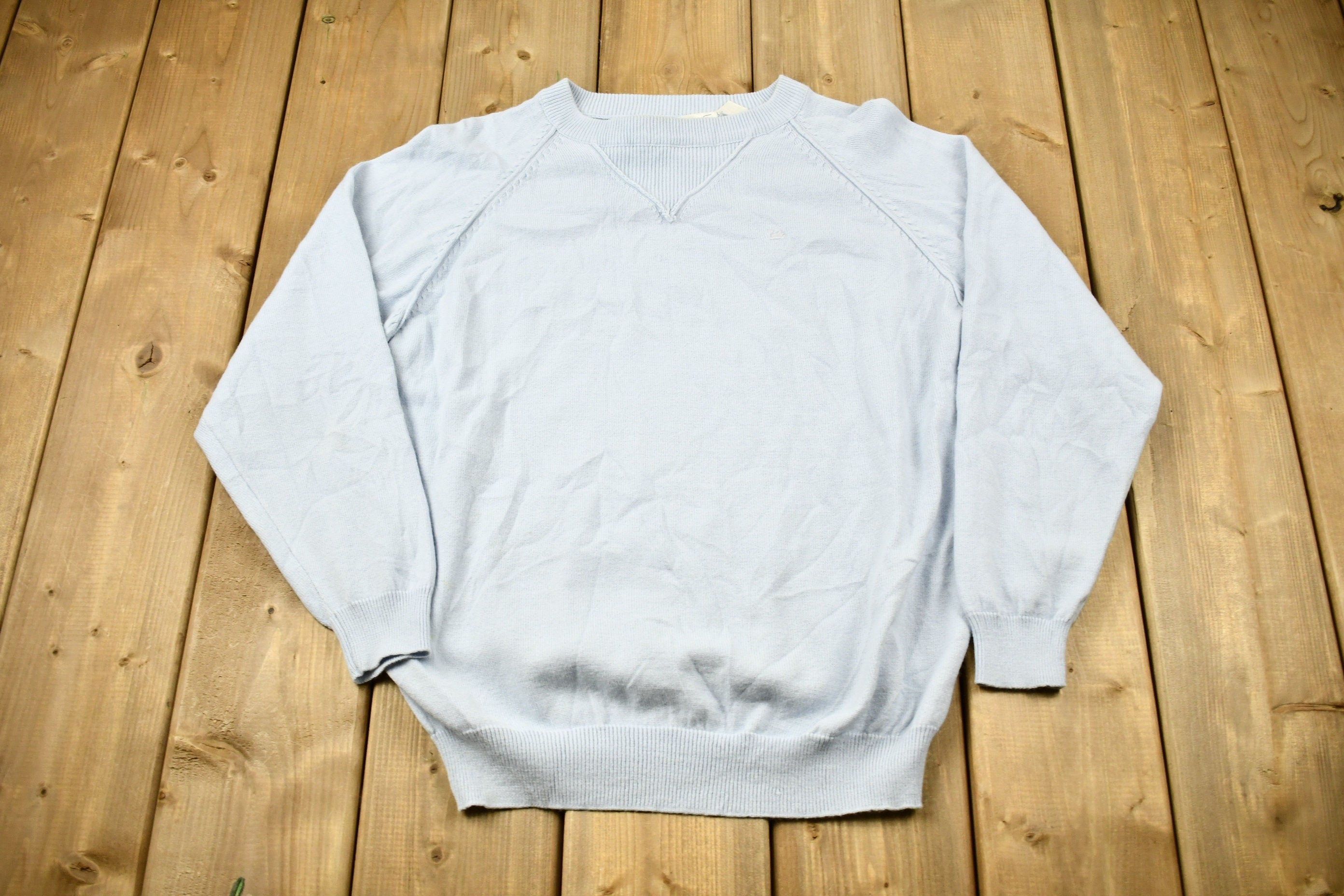 Vintage 1980s Light Blue Blank Raglan Crewneck Sweatshirt
