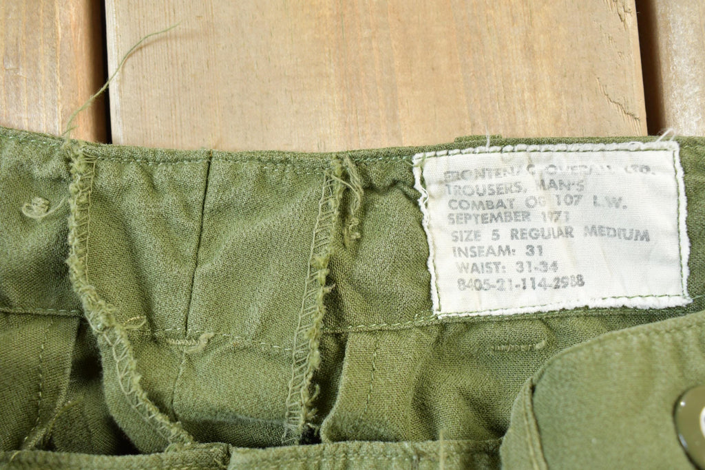 Vintage 1971 OG 107 Military Cargo Field Trousers Size 32 x 31
