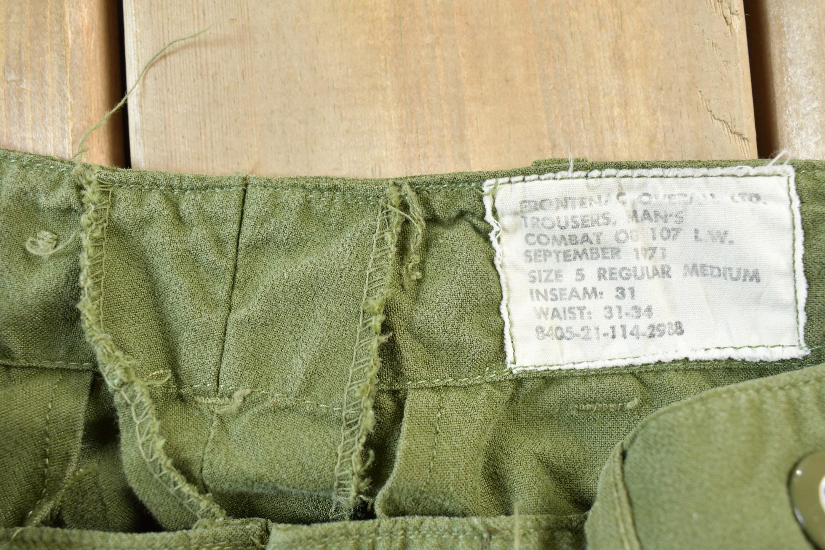 Vintage 1971 OG 107 Military Cargo Field Trousers Size 32 x 31