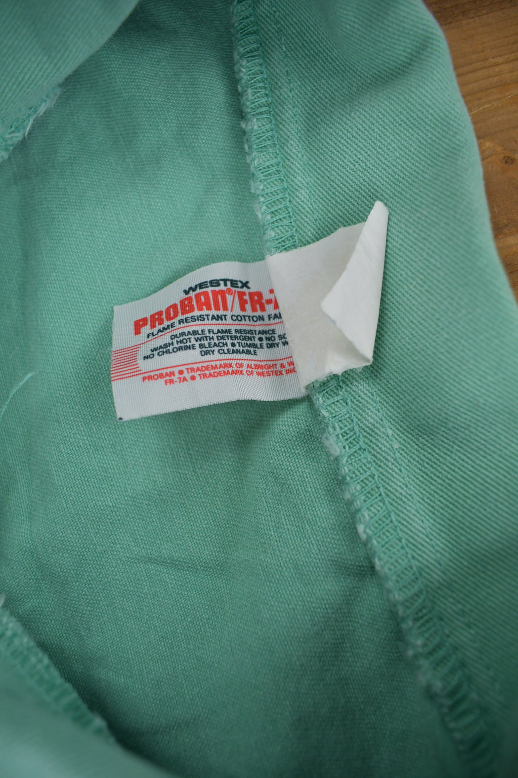 Vintage 1990s Blank Turquoise Flame Resistant Cotton Button Up Shirt