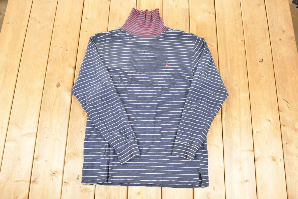 Vintage 1990s Polo By Ralph Lauren Nautical Knit Turtleneck Sweater Mens M