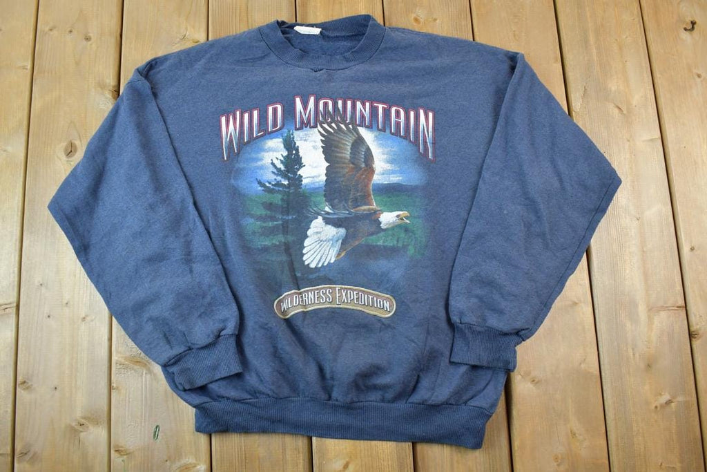 Vintage 1990s Soaring Eagle Wild Mountain Wilderness Expedition Outdoorsman Crewneck Sweatshirt