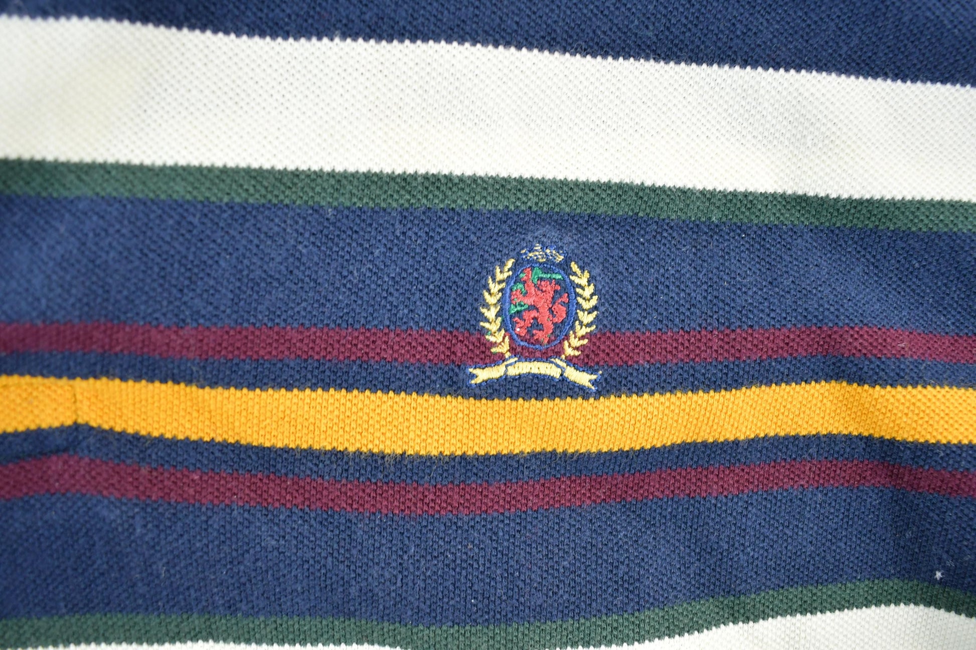 Vintage 1990s Tommy Hilfiger Striped Rugby Style Button Up Long Sleeve Shirt