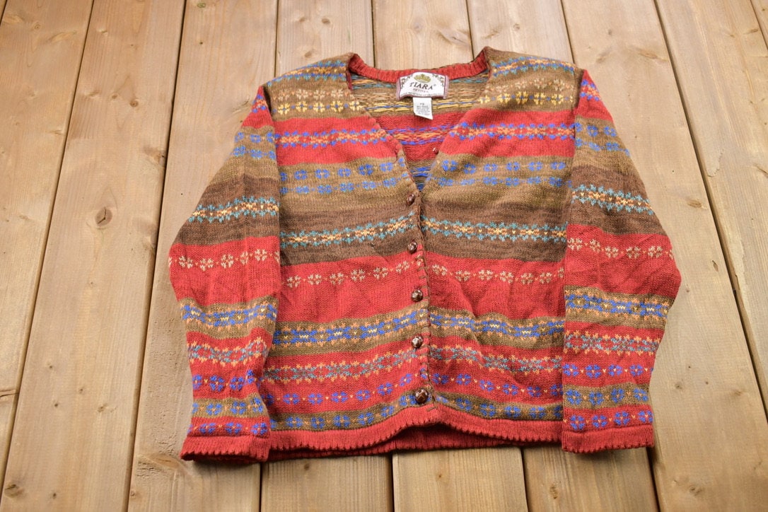 Vintage 1990s Tiara Petites Knitted Cardigan Sweater