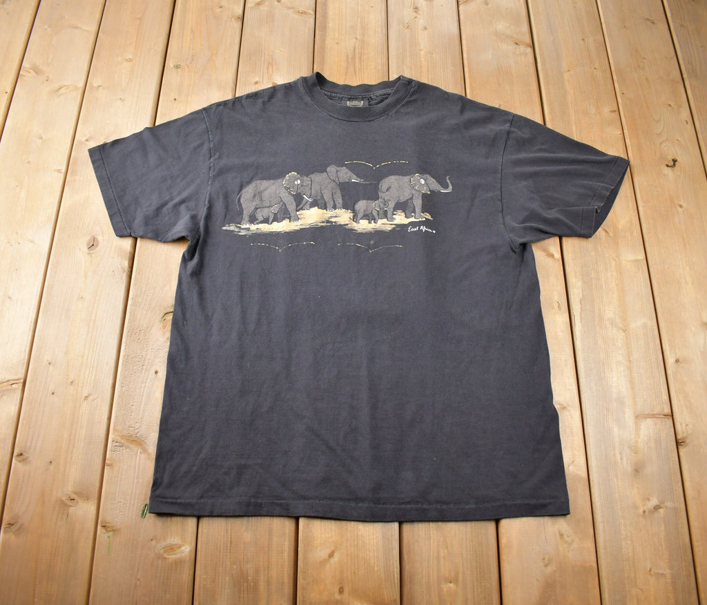 Vintage 1990s East African Elephant Single Stitch Graphic T-Shirt Made In USA