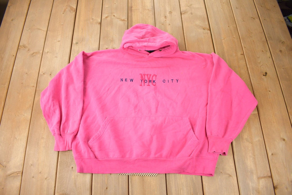 Vintage Y2K New York City NYC Pink Embroidered Hoodie