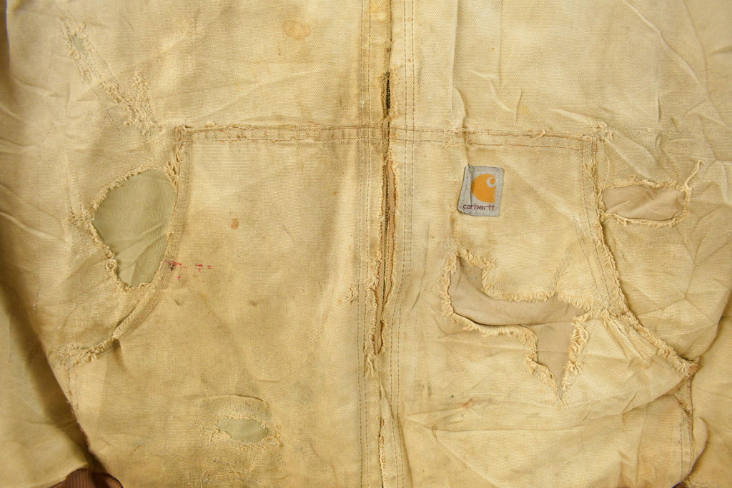 Vintage 1990s Carhartt Distressed Sun Faded Hooded Work Jacket Men's 2XL