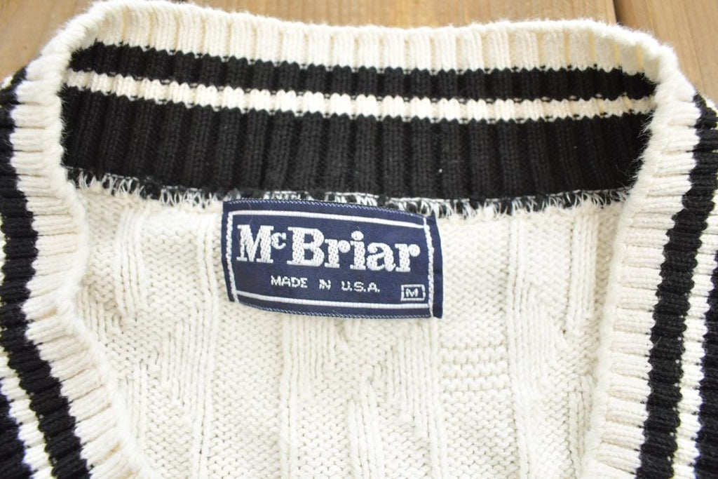 Vintage 1990s McBriar Knit Crewneck Embroidered V-Neck Sweater Made In USA