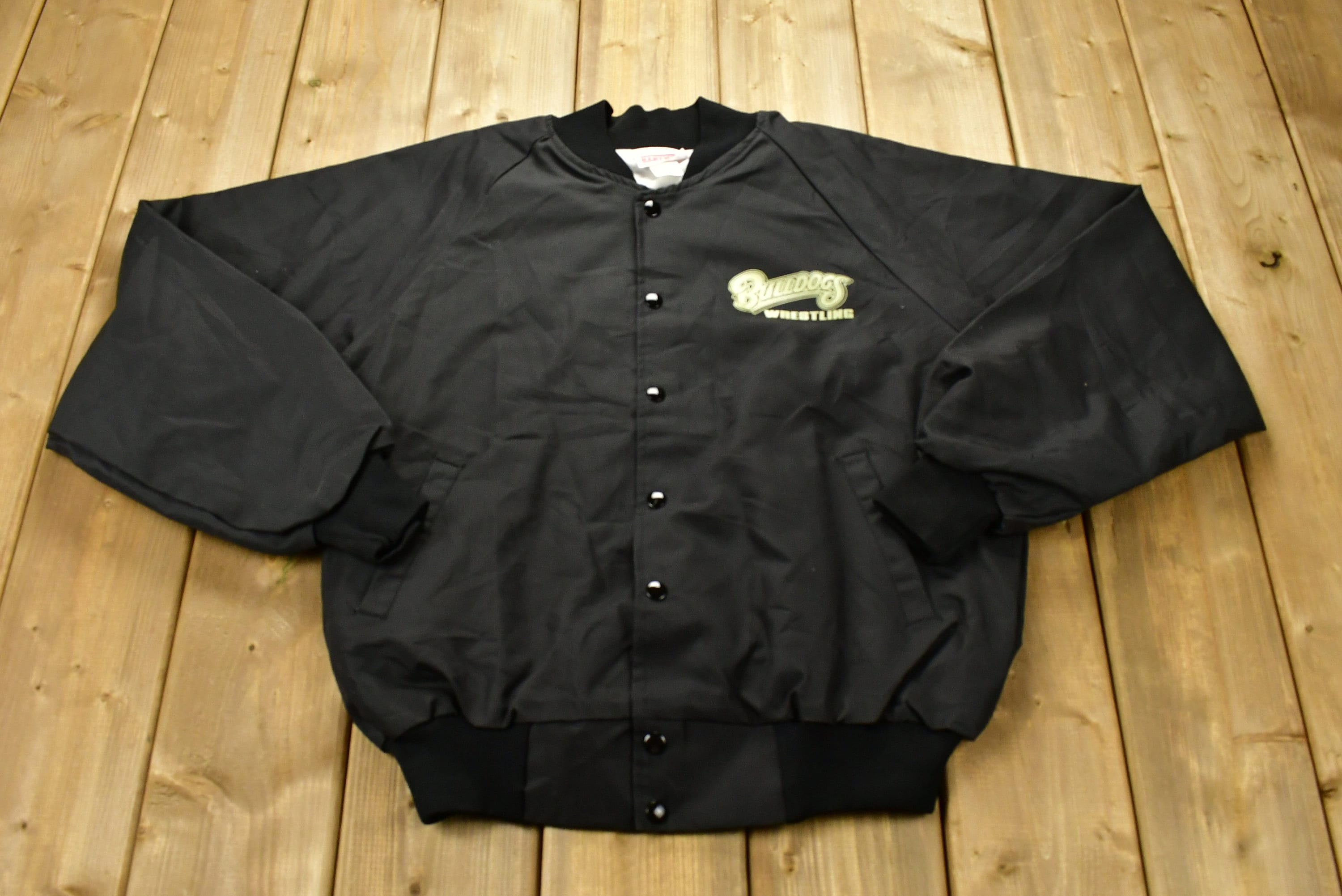 Vintage 1980s Hopewell Wrestling Bulldogs Windbreaker Bomber Jacket