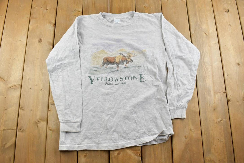Vintage 1990s Yellowstone National Park Moose Souvenir Long Sleeve T-Shirt