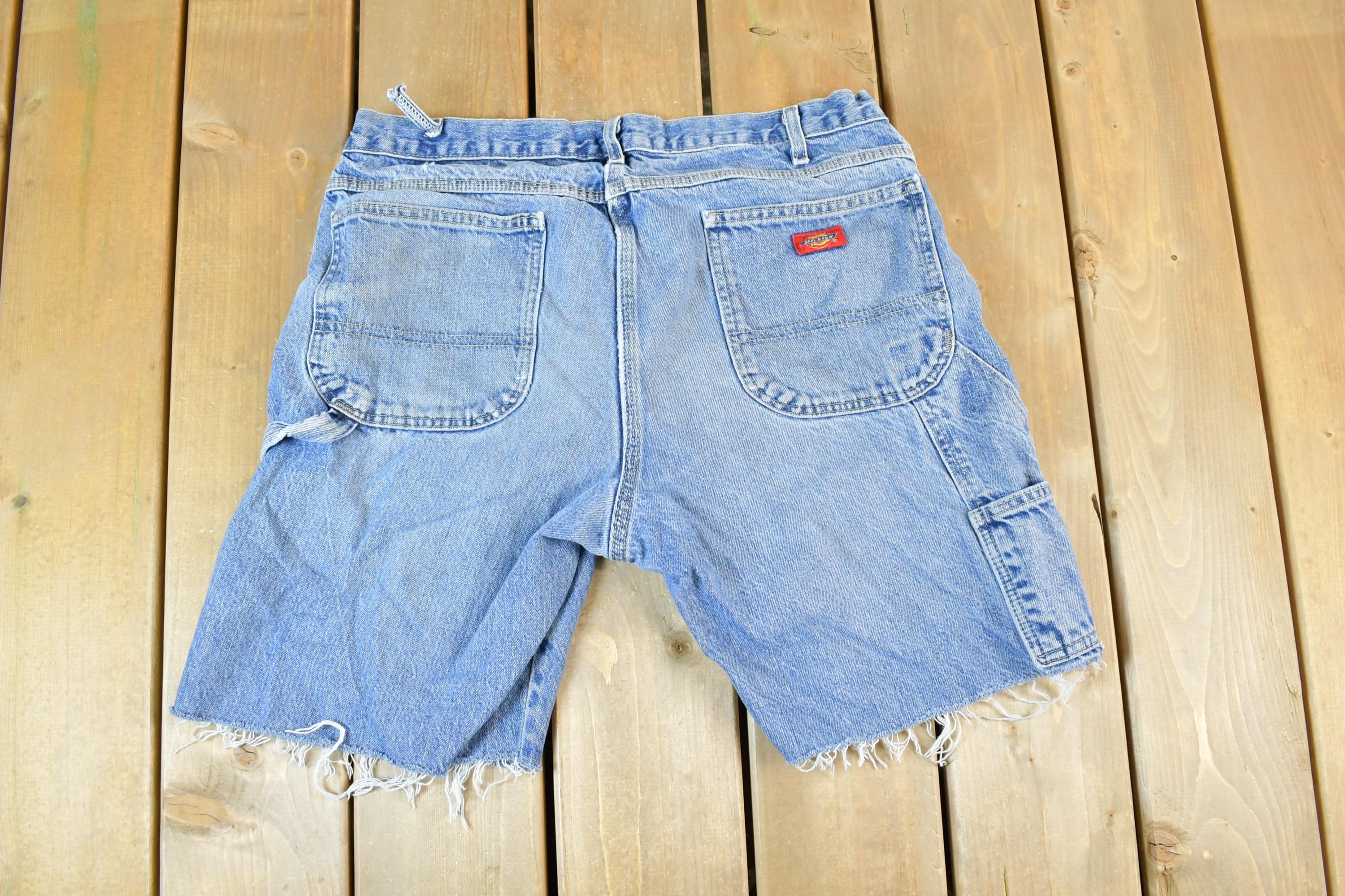 Vintage 1990s Dickies Denim Jean Shorts Size 36 x 9  90s Shorts  Streetwear Fashion  Bottoms  Light Wash  Vintage Jeans