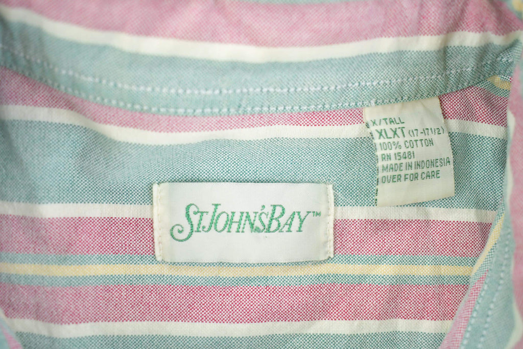 Vintage 1980s St John's Bay Pastel Striped Button Up Shirt