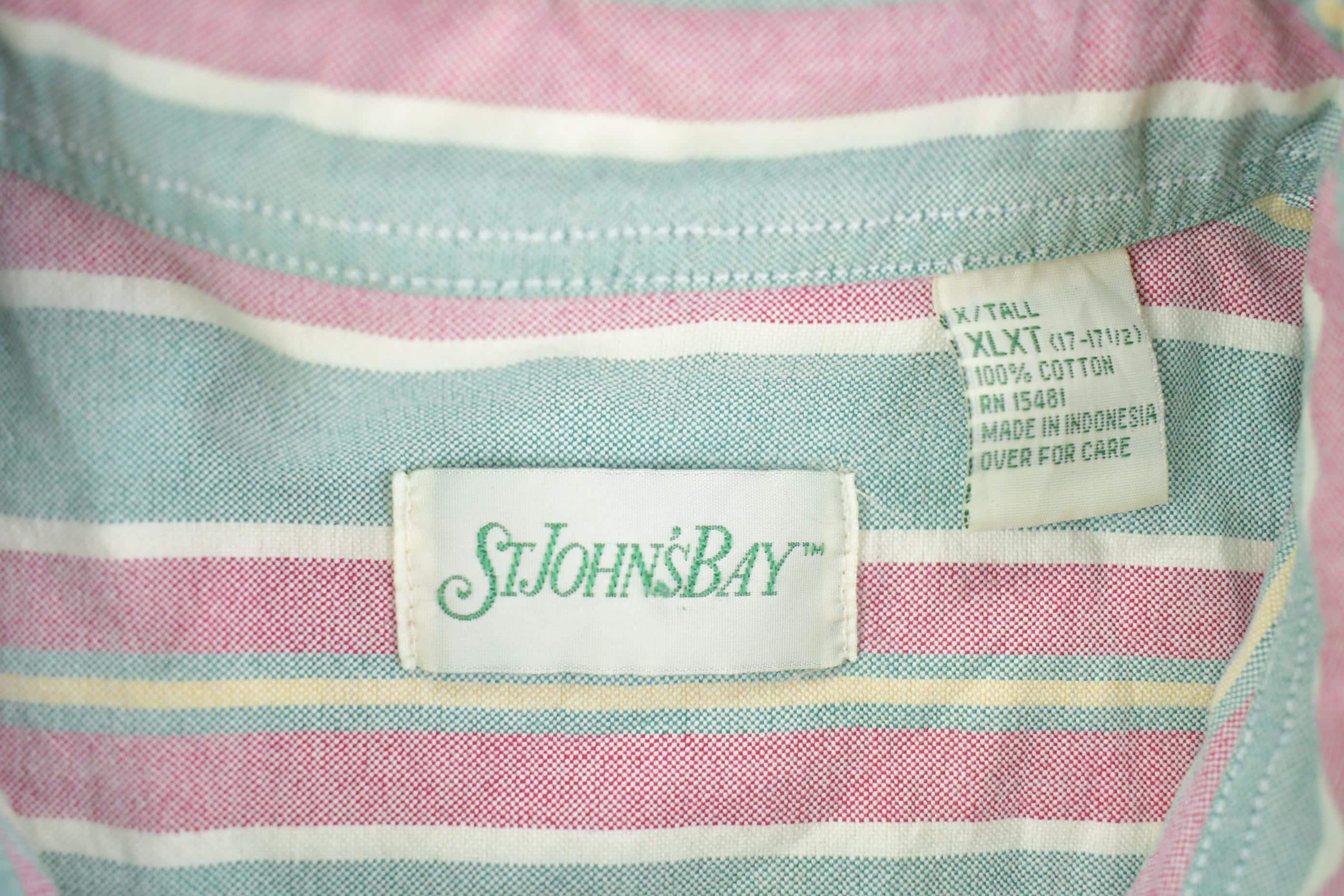 Vintage 1980s St John's Bay Pastel Striped Button Up Shirt
