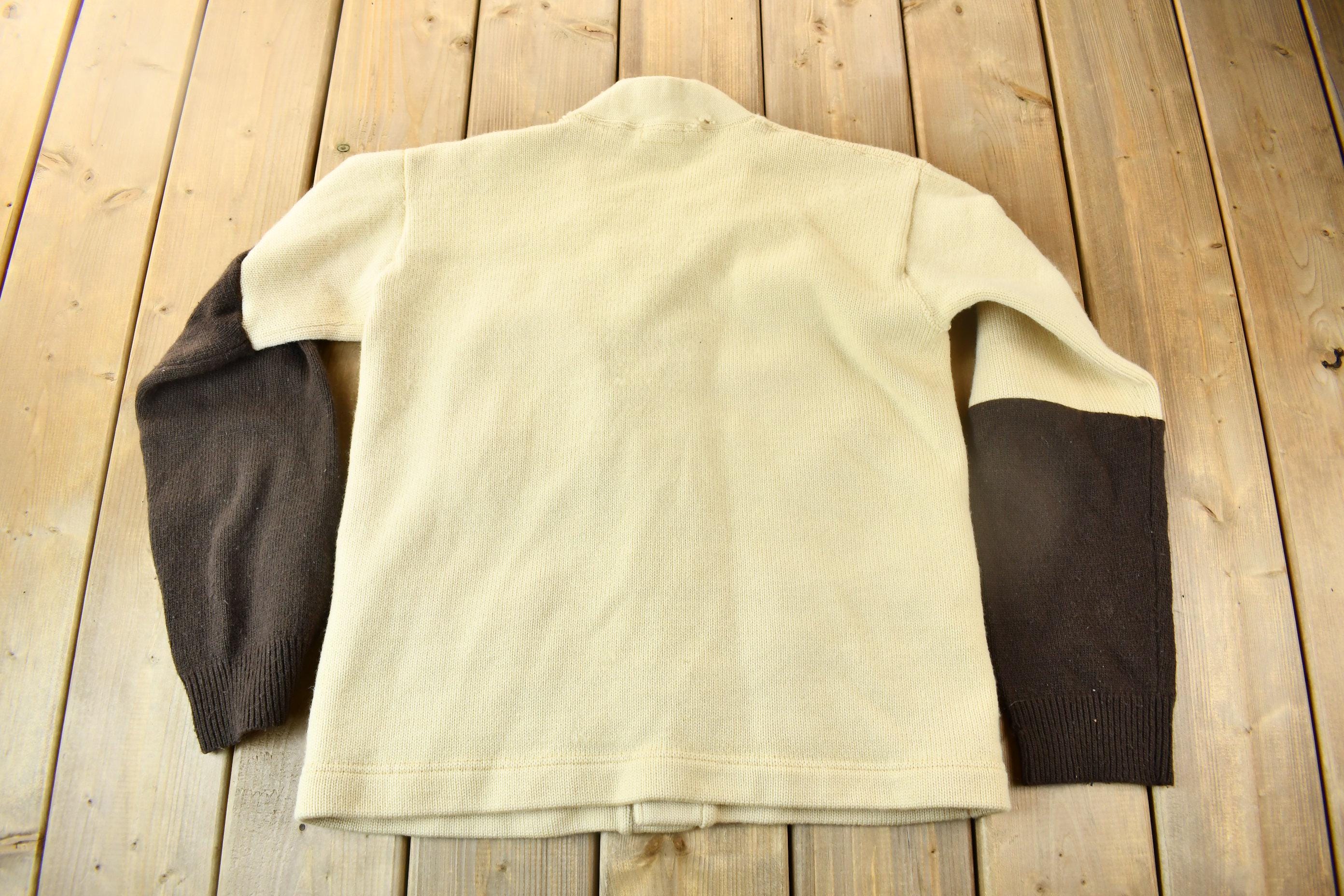 Vintage 1950s 100% Wool Collegiate Cardigan Knit Sweater