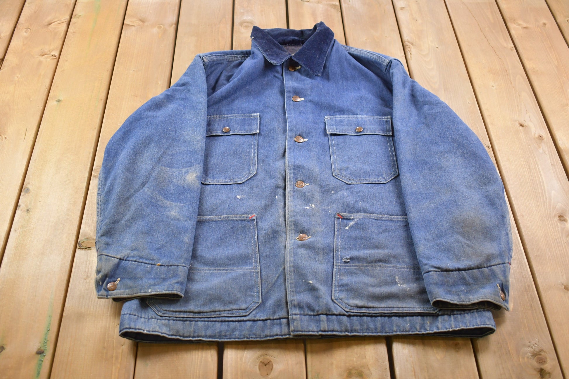 Vintage 1990s Sears Blanket Lined Denim Jean Chore Jacket