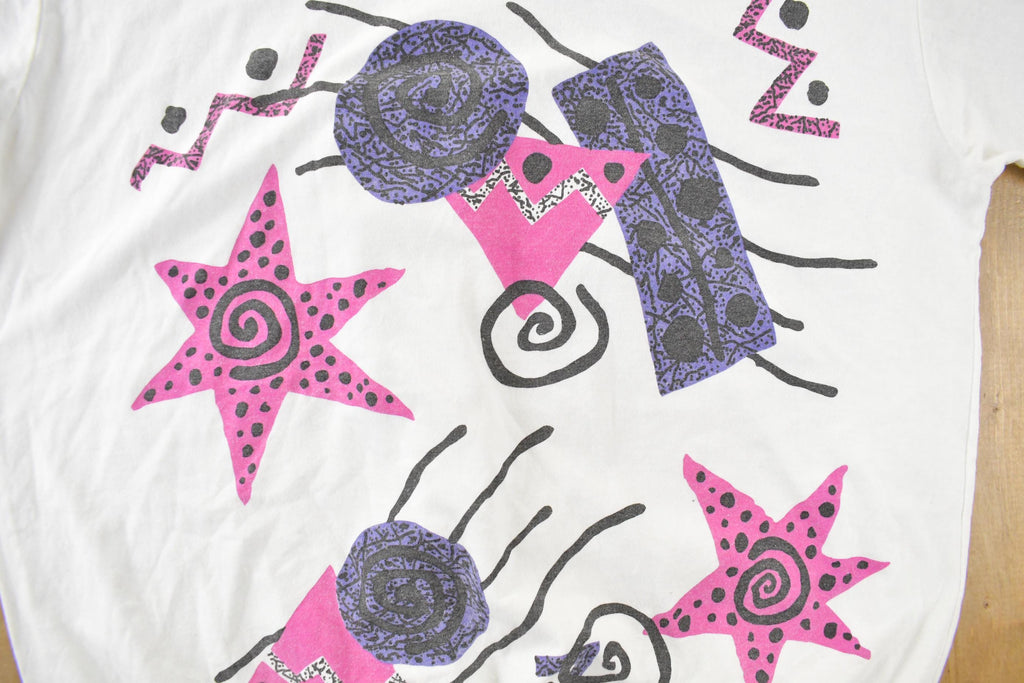 Vintage 1990s Abstract Geometric Theme Graphic T-Shirt Women's Large