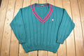 Vintage 1990s Sweater Graphix Crest Logo Knit V Neck Sweater