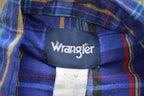 Vintage 1990s Wrangler Snap Button Southern Western Style Button Up Plaid Shirt