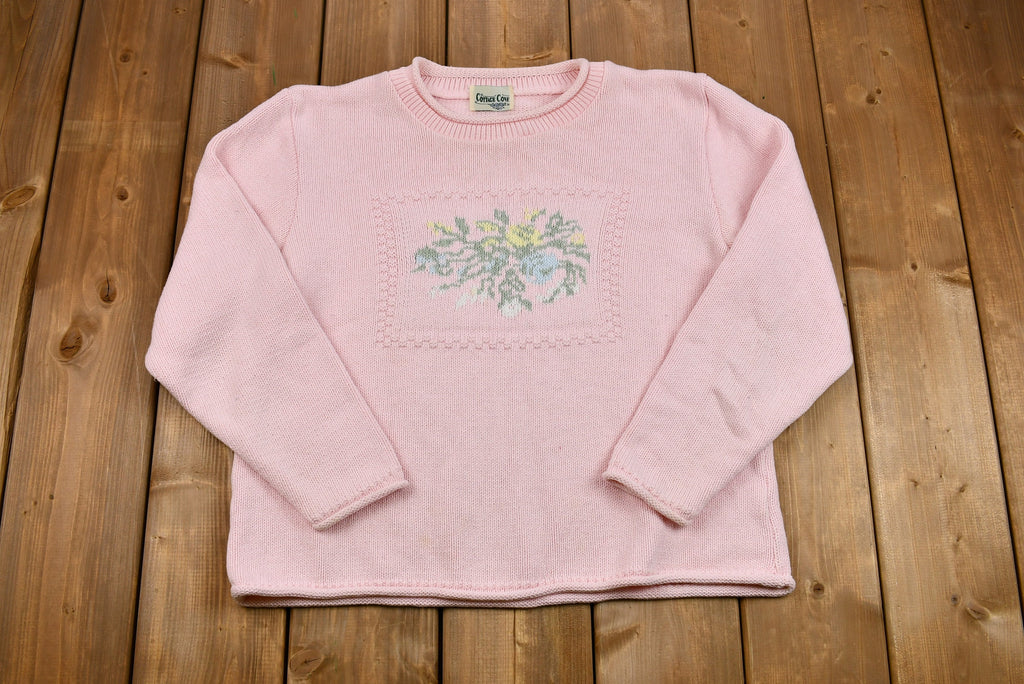 Vintage 1990s Cottage Cove Floral Knit Sweater /