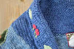 Vintage 1990s Tiara International Holly Christmas heavy Full Button Up Knit Shawl Sweater  90s Crewneck  Made In USA  Preppy Knit