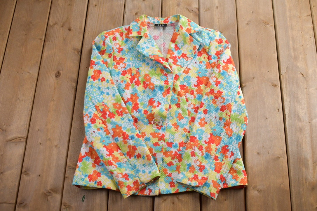 Vintage 1990s Floral Suit Button Up Shirt