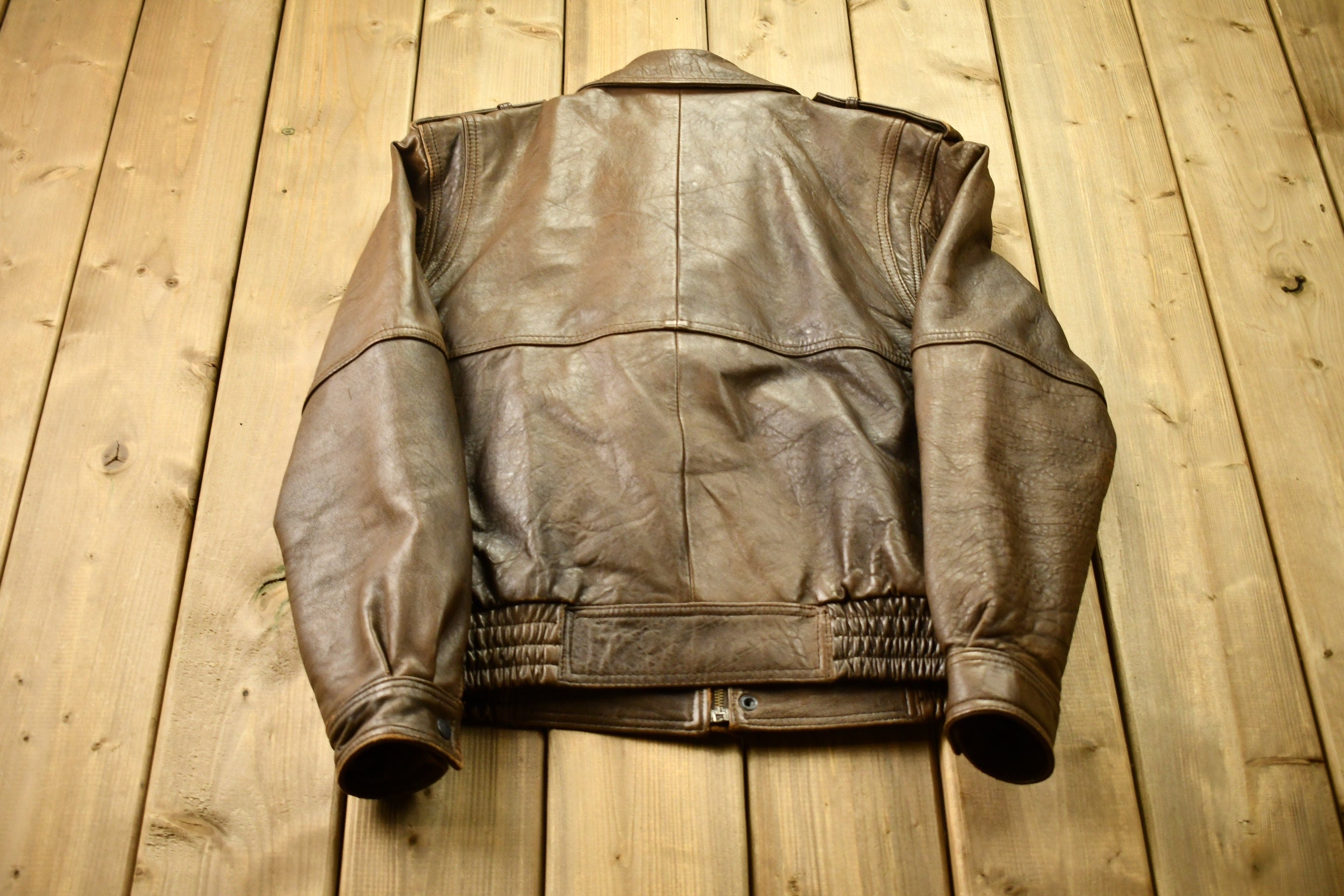 Vintage 1980s Golden Collection Leather Fur Lined Jacket