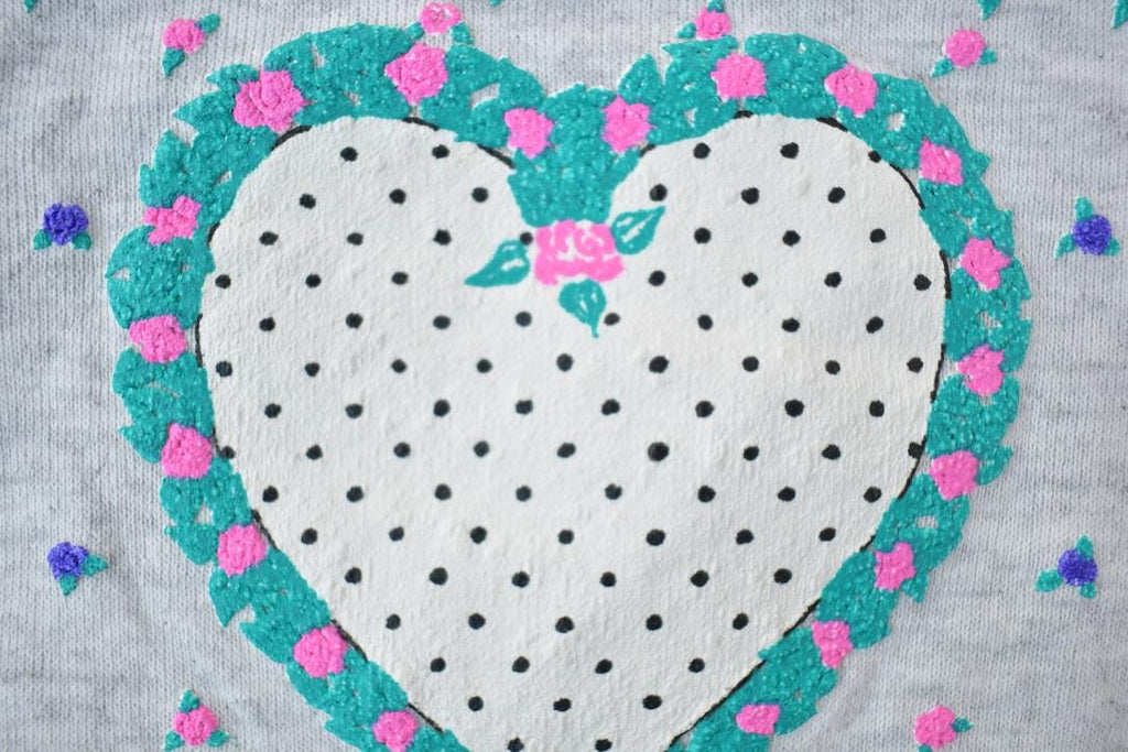 Vintage 1990s Cute Heart Theme V Neck Sweater