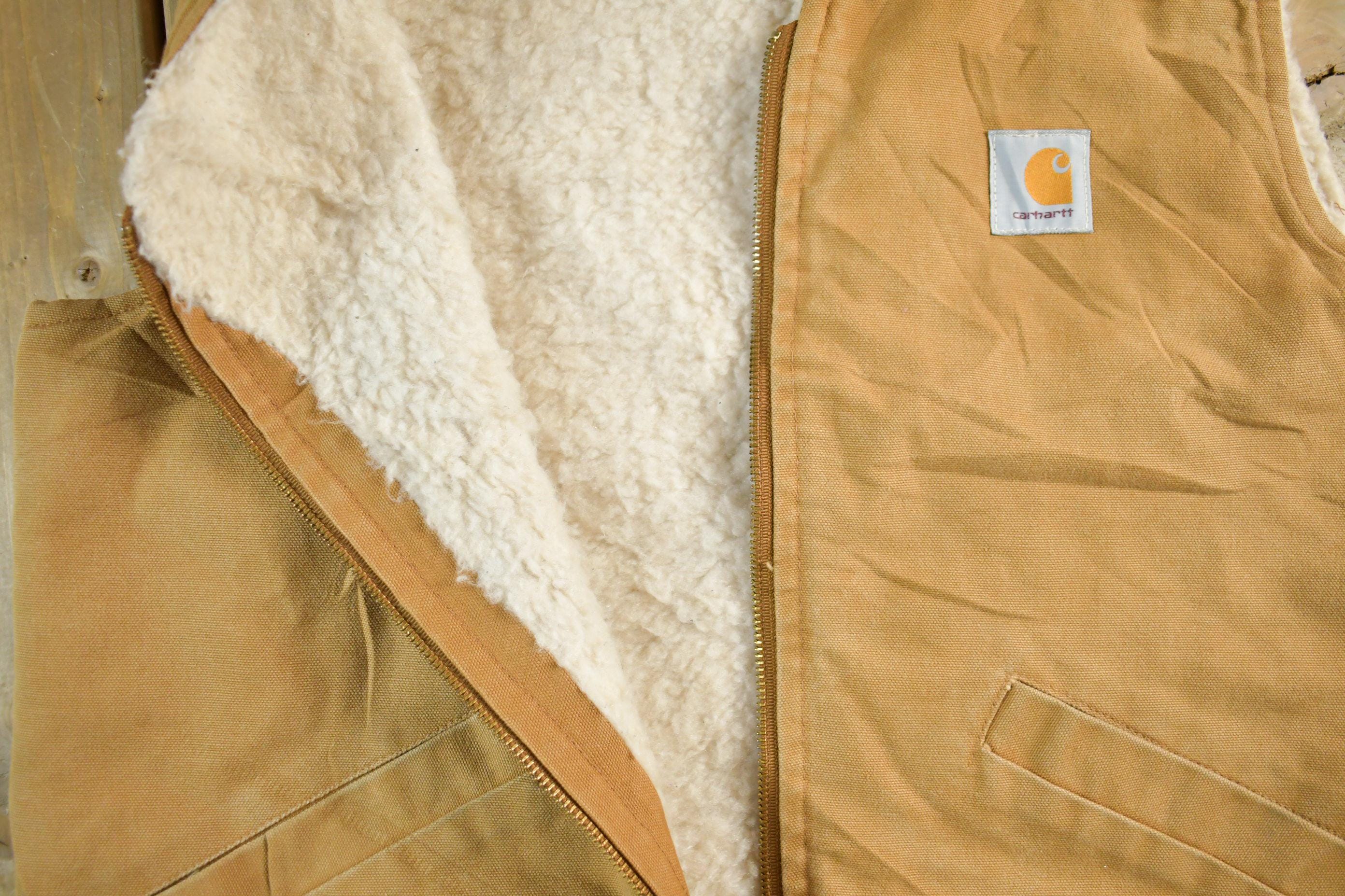 Vintage 1990s Carhartt Sherpa Lined Jacket Vest Mens XL
