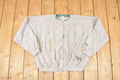 Vintage 1990s Artisans Forest Fleece AOP Double Collar Cardigan Sweatshirt Women's L