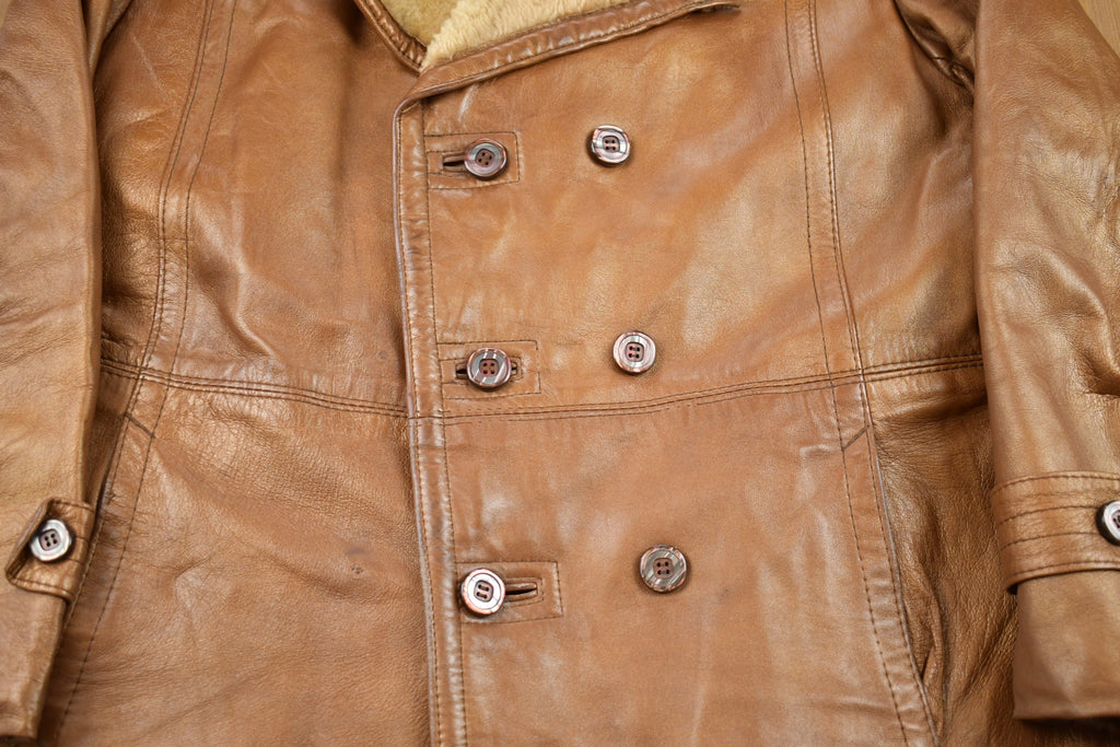 Vintage 1980s Sears Leather Fur Jacket