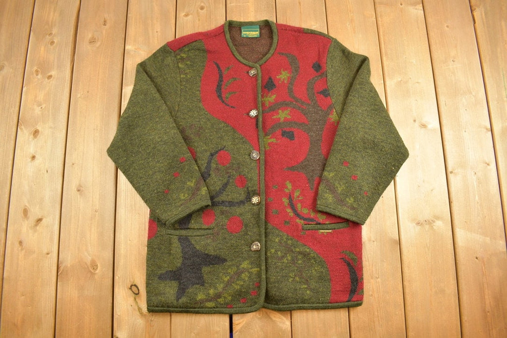 Vintage 1980s Geiger Collar Knit Cardigan Sweater