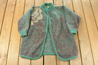 Vintage 1980s Floral Wool Mohair Knit Cardigan Sweater Women's XL
