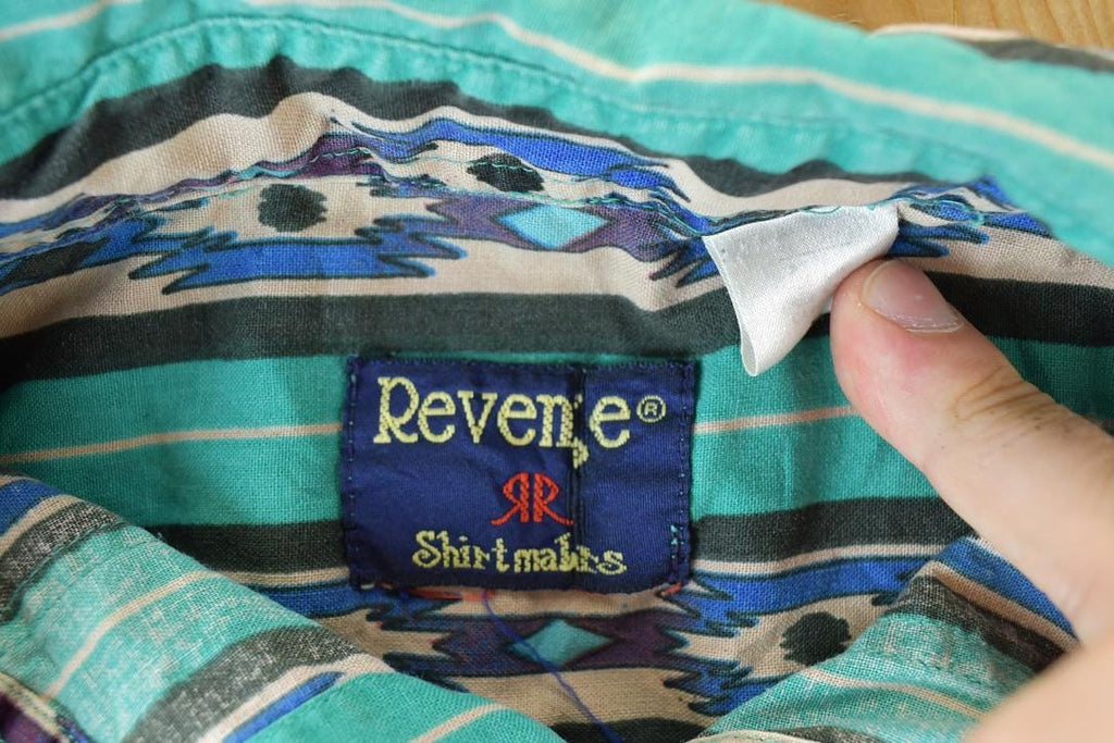 Vintage 1990s Revenge Abstract Button Up Shirt / Vintage Flannel / Plaid Button Up / Cowboy Shirt / Preppy Button Up