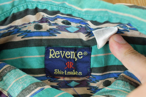 Vintage 1990s Revenge Abstract Button Up Shirt / Vintage Flannel / Plaid Button Up / Cowboy Shirt / Preppy Button Up