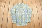 Vintage 1980s Women's Pearl Snap Permanent Press Plaid Button Up Flannel Shirt Made In Japan