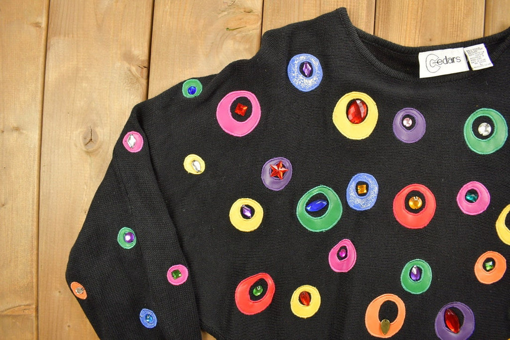 Vintage 1980s Cedars Beaded Knit Sweater