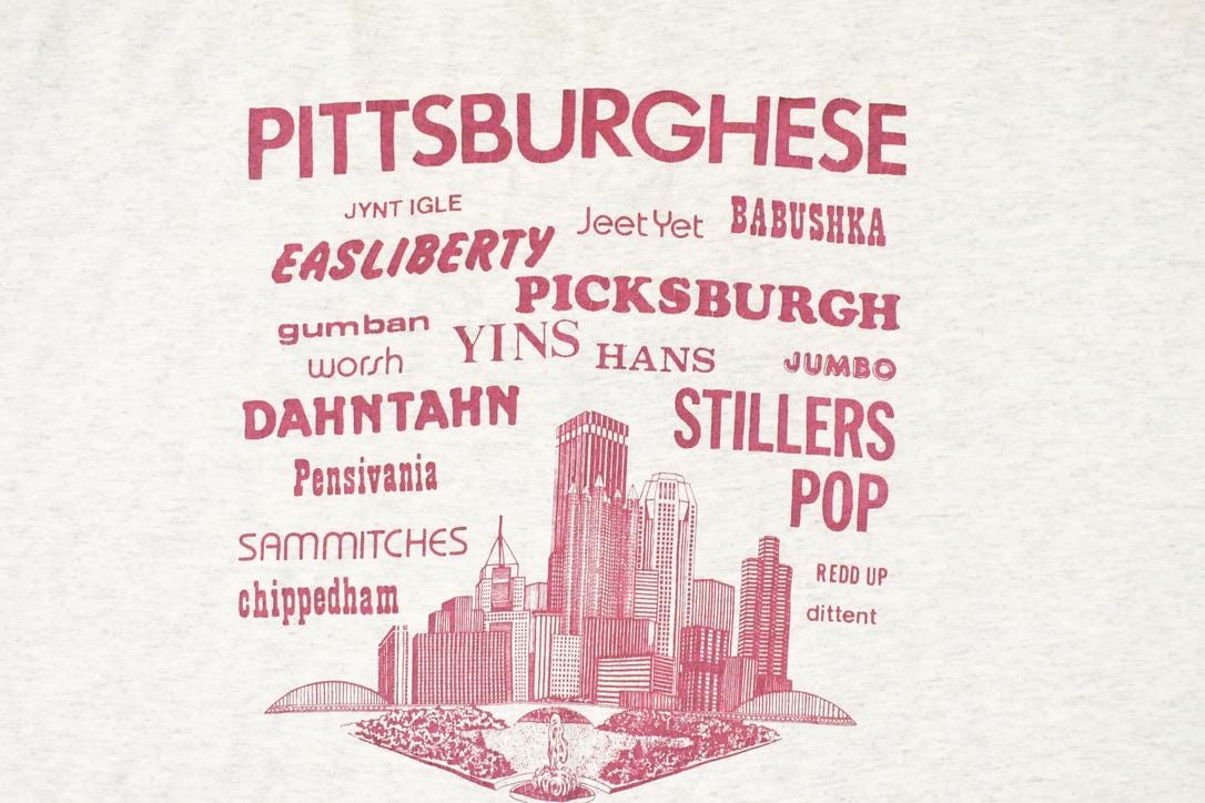Vintage 1990s Pittsburghese Souvenir Travel T-Shirt Men's XXL