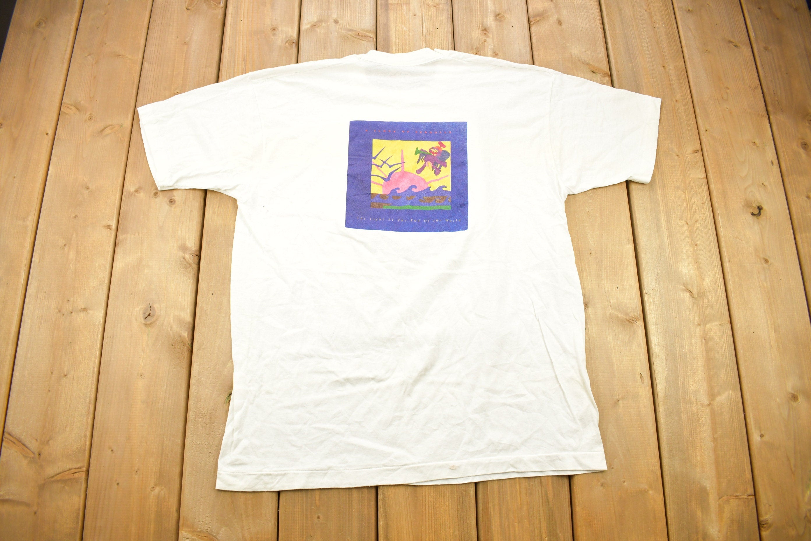 Vintage 1986 Deadstock Flock Of Seagulls Big Shot Graphic T Shirt The Light At The End Of The World