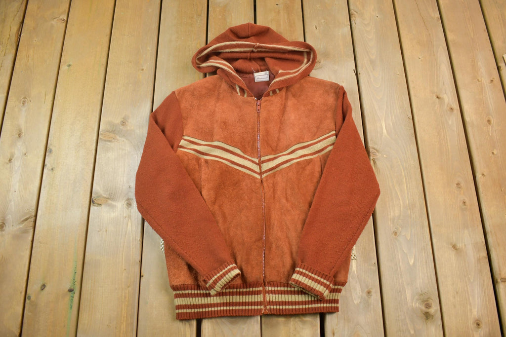 Vintage 1980s Fleetwood Women's Full Length Leather Hooded Bomber Style Coat