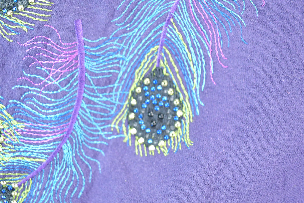 Vintage 1990s Top Stitch By Morning Sun Beaded Cute Crewneck Sweater