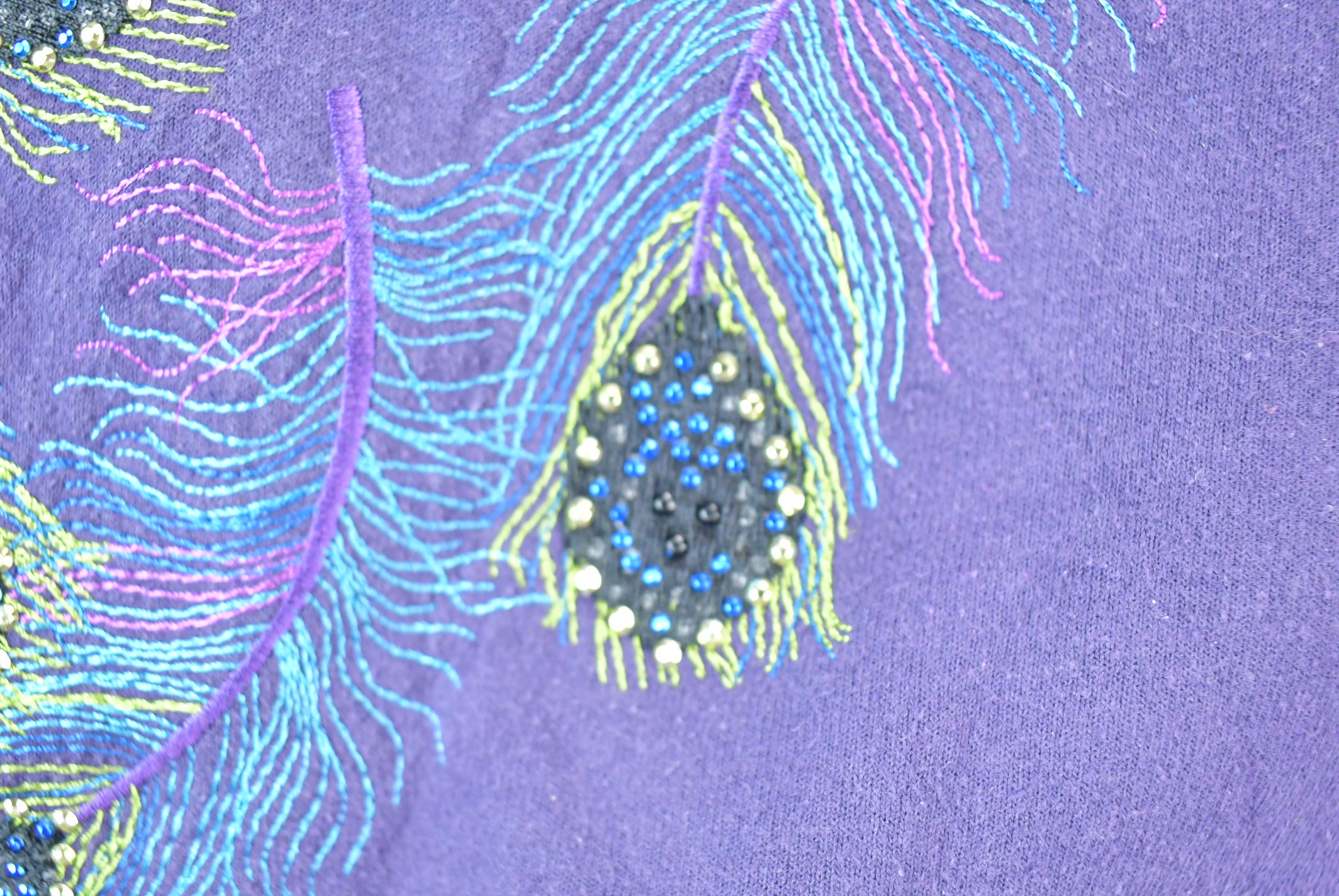 Vintage 1990s Top Stitch By Morning Sun Beaded Cute Crewneck Sweater