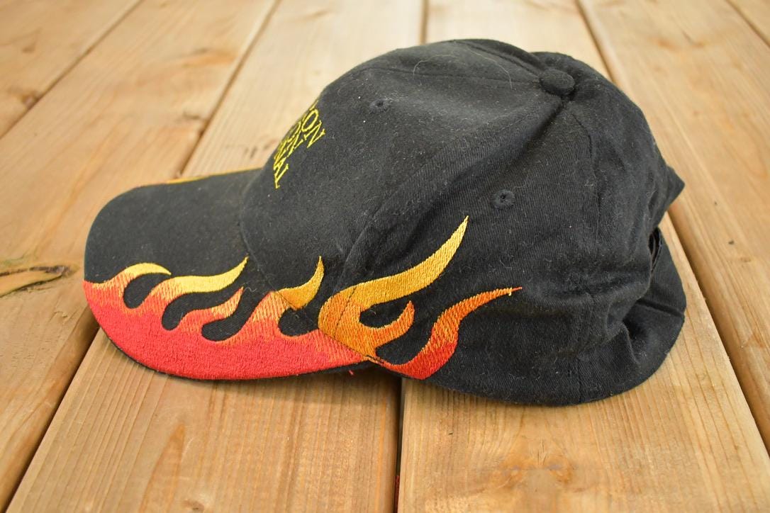 Vintage 1990s Akron Beacon Jornal Flames Strapback Hat /
