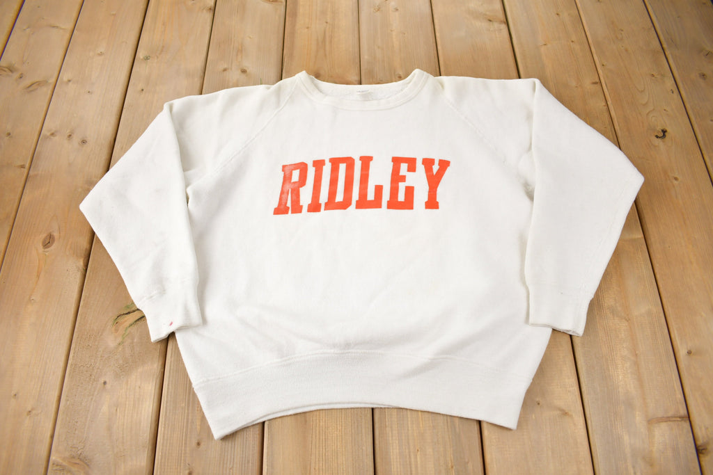 Vintage 1980s RIDLEY Spell Out Crewneck Sweatshirt Made In Canada