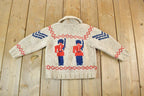 Vintage 1960s Marching Band Wool Knit Full Zip Sweater Youth S
