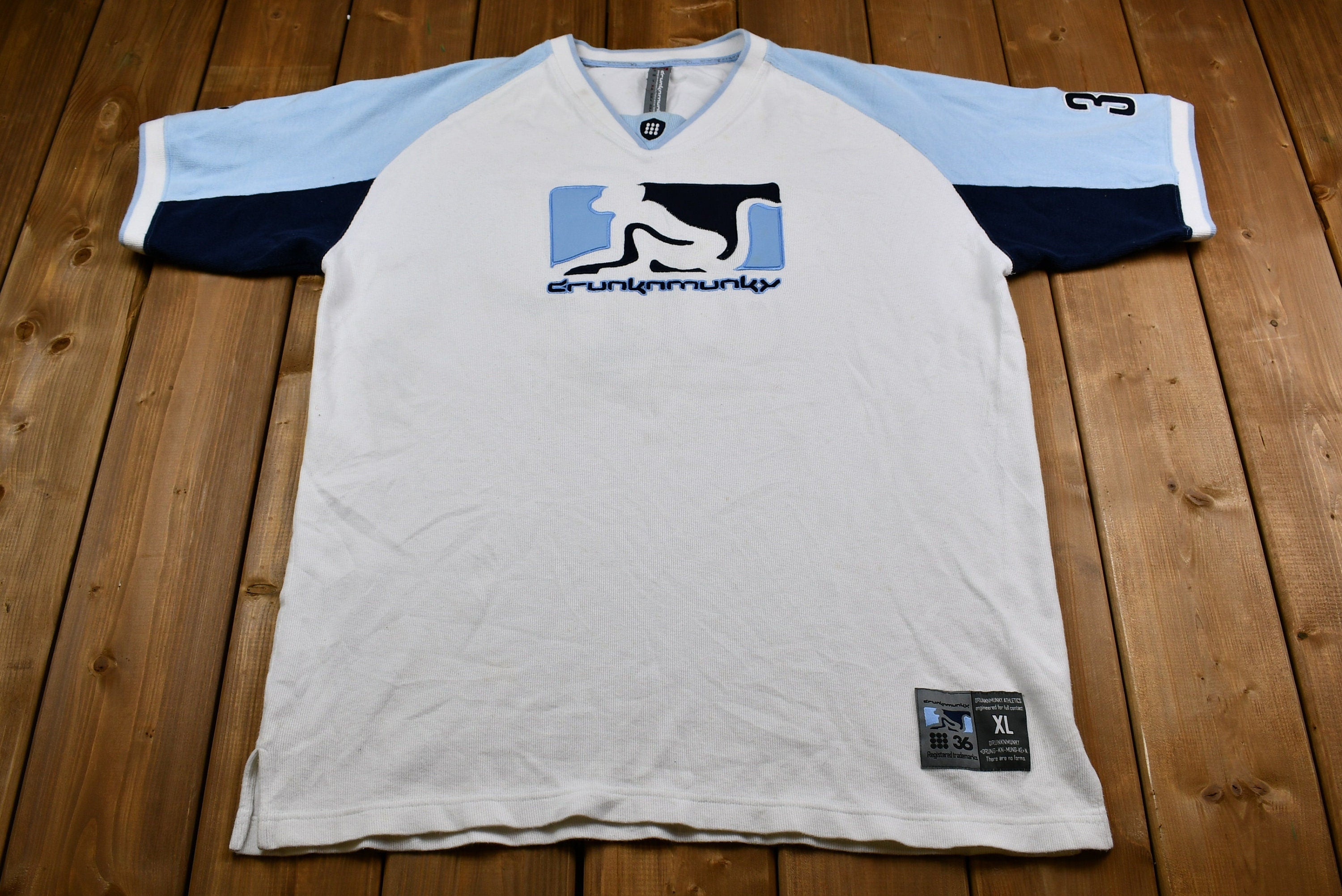 Vintage Y2K Drunk Munkey Jersey-Style T-Shirt