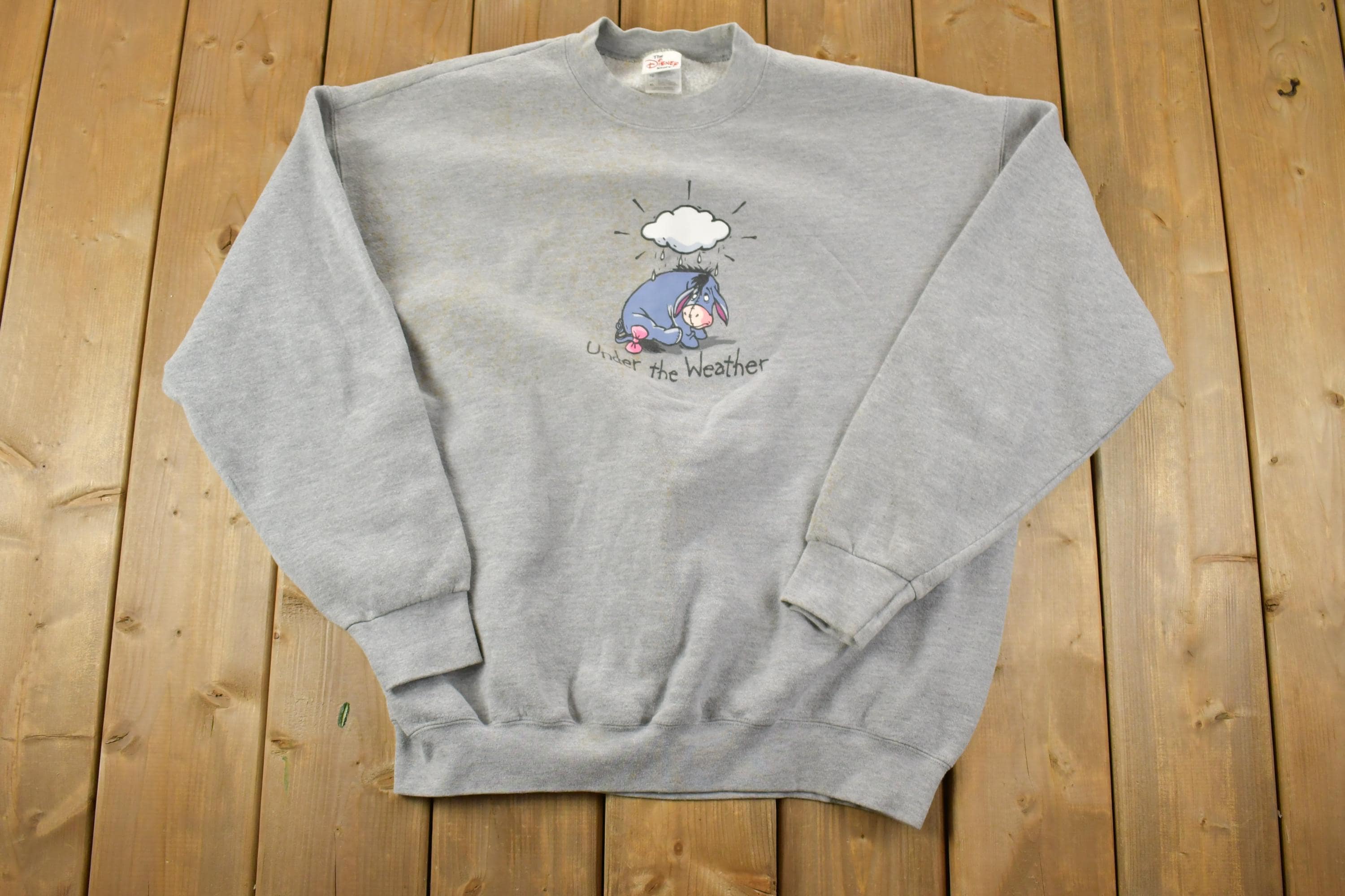 Vintage 1990s Eeyore The Disney Store Under The Weather Crewneck  Vintage Sweatshirt  Vintage Disney  Mickey  Embroidered  Made In USA